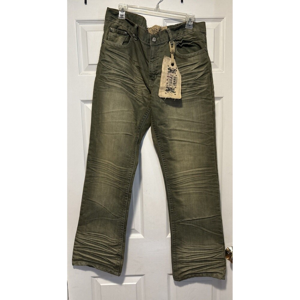 FUSAI By Focus USA Jeans Men's 36x32 Faded Wash Distressed Streetwear Y2K Denim